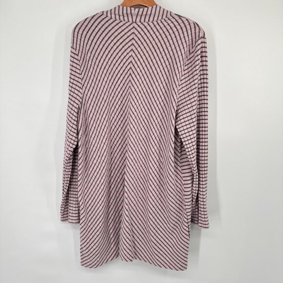 Chicos 3 Zenergy 2 pc Pink Gray Striped  Cardigan knit  top tank Womens Size XL - Picture 7 of 13
